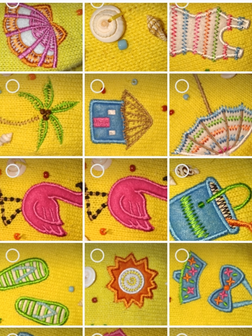Art You Can Wear. Bright Yellow,  Embroidered Beachy with Tropical Appliques